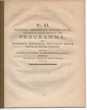 Programma quo divisionem herniarum, novamque herniae ventralis speciem proponit. (1764). Ausgebun...