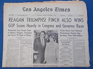 Los Angeles Times Newspaper (Complete Part One: Wednesday Morning, November 9, 1966) Front Cover ...