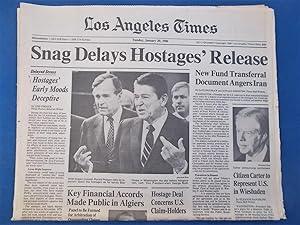 Los Angeles Times Newspaper (Complete Part One: Tuesday, January 20, 1981) Front Cover Headline "...