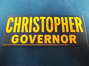 Original Bumpersticker Bumper Sticker "[GEORGE] CHRISTOPHER GOVERNOR" (1966, California Gubernato...