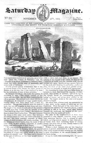 The Saturday Magazine No 24, STONEHENGE, The White TIGER, BISHOP HOUGH, 1832
