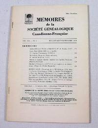 Seller image for Memoires De La Societe Genealogique Canadienne-Francaise. Vol. XX, No. 3 - Auillet-Septembre 1969 for sale by Resource Books, LLC