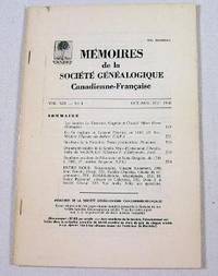Seller image for Memoires De La Societe Genealogique Canadienne-Francaise. Vol. XIX, No. 4 - Oct.-Dec. 1968 for sale by Resource Books, LLC