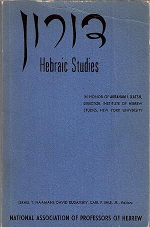 Image du vendeur pour DORON; HEBRAIC STUDIES; [ESSAYS IN HONOR OF PROFESSOR ABRAHAM I. KATSH] mis en vente par Dan Wyman Books, LLC