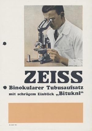 Zeiss Binokularer Tubusaufsatz mit schrägem Aufblick "Bitukni". Zeiss-Druckschrift Mikro 433. Pro...