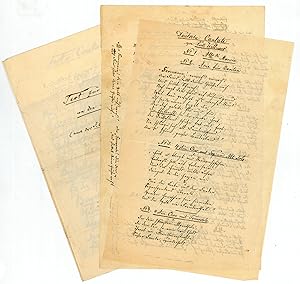 Sammlung von 3 eigenh. Niederschriften von Liedtexten mit zahlreichen Korrekturen und Streichungen.