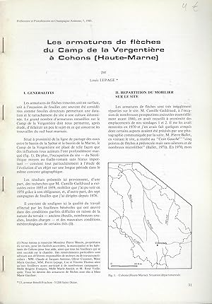 Image du vendeur pour Les armatures de flches du Camp de la Vergentire  Cohons (Haute-Marne) mis en vente par Librairie Archaion