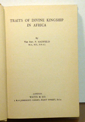 Seller image for TRAITS OF DIVINE KINGSHIP IN AFRICA for sale by RON RAMSWICK BOOKS, IOBA