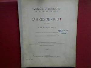 Imagen del vendedor de Schulnachrichten (nebst Chronik der Anstalt). - in : Jahresbericht ber das Gymnasium und die Elementarschule zu Tbingen fr das Schuljahr 1913/14 (Progr.Nr. 860) a la venta por books4less (Versandantiquariat Petra Gros GmbH & Co. KG)