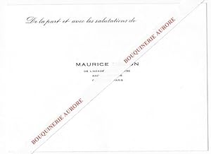 Bild des Verkufers fr Carte de visite de Maurice Druon (1918-2009). zum Verkauf von Bouquinerie Aurore (SLAM-ILAB)