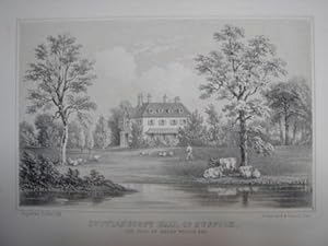Original Antique Lithograph Illustrating Stowlangtoft Hall, Suffolk, The Seat of Henry Wilson Esq...