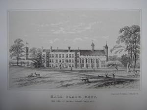 Original Antique Lithograph Illustrating Hall Place, Kent. The Seat of Thomas Farmer Baily, Esq. ...
