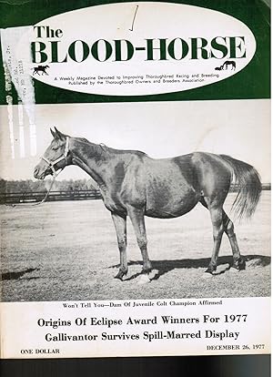 Seller image for The Blood-Horse: Vol CIII, No. 52, December 1977 for sale by Bookshop Baltimore