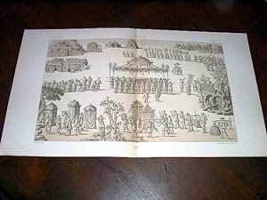 Bild des Verkufers fr Lithographie en camaeu rpresentant la composition du cortge, obsque d'un riche chinois. zum Verkauf von JOIE DE LIRE