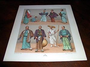 Lithographie en couleurs répresentant japonais des diverses castes.