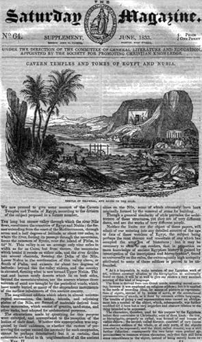 The Saturday Magazine No 64, Supplement Issue CAVERN TEMPLES and TOMBS of EGYPT & NUBIA, 1833
