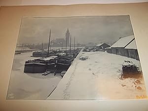 Imagen del vendedor de PHOTOGRAPHIE ORIGINALE DE CALAIS : le Port, Chalands sous la neige - 1929 - a la venta por Librairie Guimard