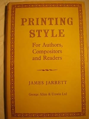 Bild des Verkufers fr Printing Style for Authors, Compositors and Readers zum Verkauf von Librera Antonio Azorn