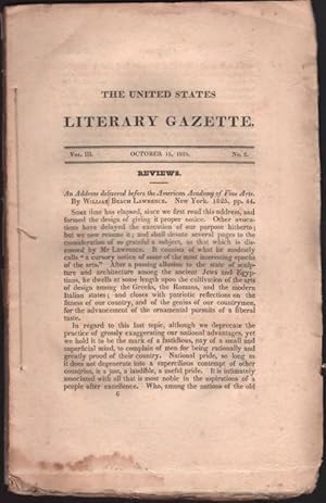 United States Literary Gazette. Vol. III, No. 2, including the Literary Advertiser, The.