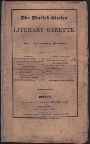 United States Literary Gazette. Vol. III, No. 7, including the Literary Advertiser, The.