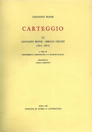 Immagine del venditore per Carteggio. Vol.II: Giovanni Boine- Emilio Cecchi, 1911-1917. venduto da FIRENZELIBRI SRL