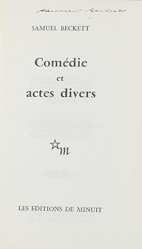 Seller image for Comdie et actes Divers for sale by Manhattan Rare Book Company, ABAA, ILAB
