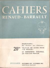 Image du vendeur pour Cahiers Renaud-Barrault N 20 bis : Franz Kafka, Du "Procs" Au "Chteau" mis en vente par Au vert paradis du livre