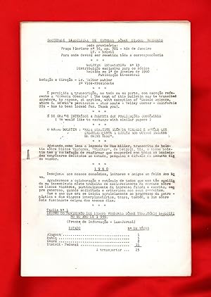 Seller image for Sociedade Brasileira De Estudios Sobre Discos Voadores / Brazilian UFO Bulletin, January, 1960 / No. 13 / from the Collection of Max Miller for sale by Singularity Rare & Fine