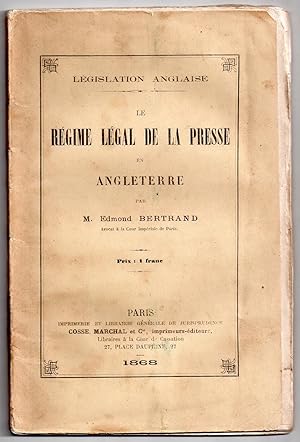 Le régime légal de la presse en Angleterre - Législation anglaise