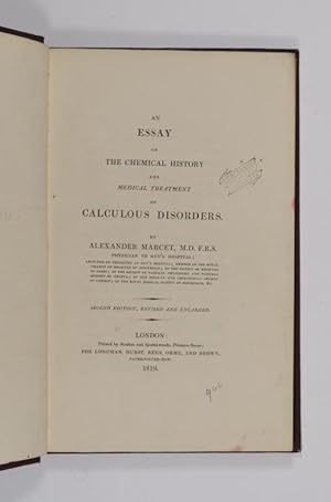 Image du vendeur pour An Essay on the Chemical History and Medical Treatment of Calculous Disorders. mis en vente par Forest Books, ABA-ILAB