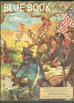 Seller image for BLUE BOOK (Pulp MAGAZINE). July, 1949. >>> State of IOWA -- The Heart of America (the Black Hawk War, with Indians depicted on the back cover, US Army & American FLAG on front) Wraparound Painted Cover for sale by Comic World