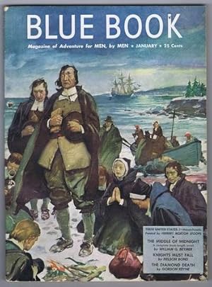 Imagen del vendedor de BLUE BOOK MAGAZINE (Bedsheet Size Pulp Magazine). January, 1947 >>> Classic Men, Women & Soldiers Landing on Waterway Early USA Shores of Massachusetts Cover! a la venta por Comic World