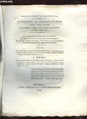 Seller image for COMPETITIO AD AGGREGATIONEMI JUSSU REGIS OPTIMI ET EX MANDATO SUMMI REGIAE UNIVERSITATIS MAGISTRI INSTITUTA ANNO 1823. TEXTE EN LATIN. for sale by Le-Livre