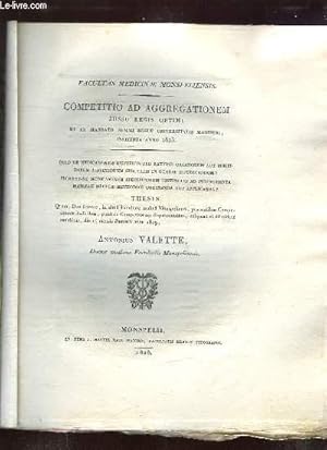 Seller image for COMPETITIO AS AGGREGATIONEM JUSSU REGIS APTIMI. ANNO 1823. THESIS ANTONIUS VALETTE. TEXTE EN LATIN. for sale by Le-Livre