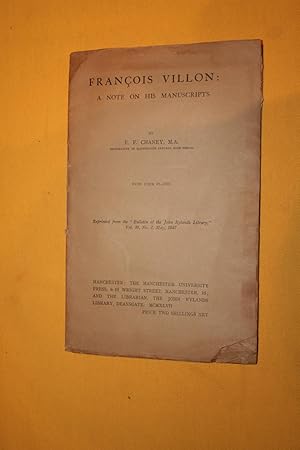 FRANCOIS VILLON A note on his manuscripts