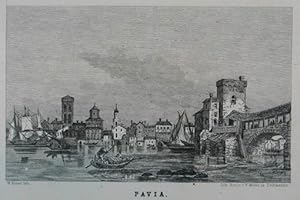 Pavia. Lithographie v. W. Klimt. Leitmeritz, C. W. Medau 1860, 9 x 14,5 cm