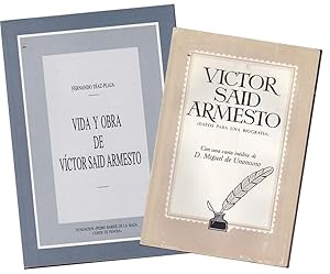 Imagen del vendedor de VICTOR SAID ARMESTO (Datos para una Biografa) Con una CARTA indita de D. MIGUEL DE UNAMUNO( Libro que sirvi para realizar el adjunto) +VIDA Y OBRA DE VICTOR SAID ARMESTO (Los 2 Libros Dedicados y FIRMADOS POR Eugenia Said Armesto HIJA a la venta por CALLE 59  Libros