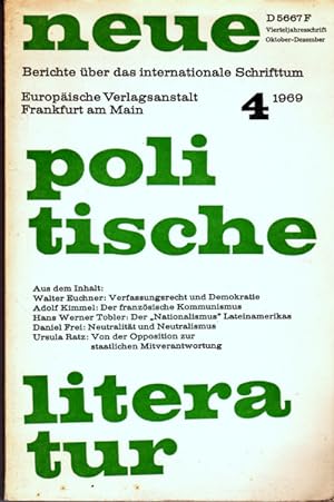 Imagen del vendedor de Neue Politische Literatur, Heft 4, 1969. Berichte ber das internationale Schrifttum. a la venta por Rheinlandia Verlag