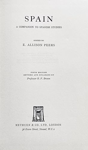 Seller image for Spain: a companion to Spanish studies. Fifth edition revised and enlarged by R.F. Brown. for sale by Jack Baldwin Rare Books