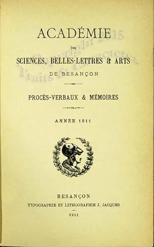 Académie des sciences et belles lettres de Besançon, procès verbaux et mémoires.