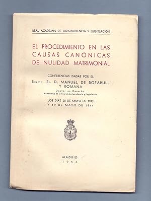 Seller image for EL PROCEDIMIENTO EN LAS CAUSAS CANONICAS DE NULIDAD MATRIMONIAL for sale by Libreria 7 Soles