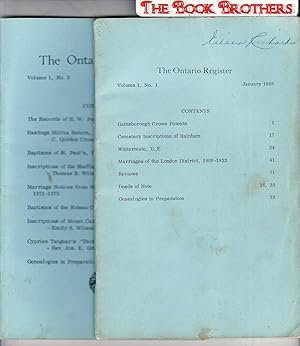 Seller image for The Ontario Register: 1968,Volume 1 No. 1,3 for sale by THE BOOK BROTHERS