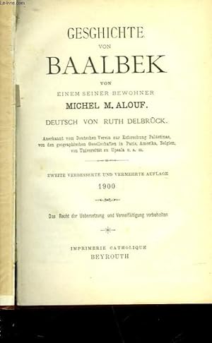 Bild des Verkufers fr GESGHICHTE VON BAALBEK zum Verkauf von Le-Livre