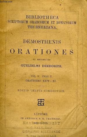 Seller image for DEMOSTHENIS ORATIONES, VOL. II, PARS II, ORATIONES XXIV, XL for sale by Le-Livre