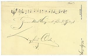 Bild des Verk�ufers f�r Eigenh. Albumblatt mit Notenzeile und U. zum Verkauf von Antiquariat INLIBRIS Gilhofer Nfg. GmbH
