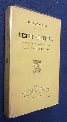 Image du vendeur pour L'Esprit Souterrain - adaptation revue par E. Halprine-Kaminski - mis en vente par ferdinand bouquiniste des quais de Paris