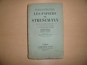Seller image for LES PAPIERS DE STRESEMANN 1 LA BATAILLE DE LA RUHR LA CONFERENCE DE LONDRES 1923 1924 for sale by Le temps retrouv