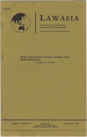 Image du vendeur pour Birth Control and the Intended Abolition of the Hindu Joint-Family [from] Law Asia. Volume 4, Number 2. December 1973 mis en vente par Kaaterskill Books, ABAA/ILAB