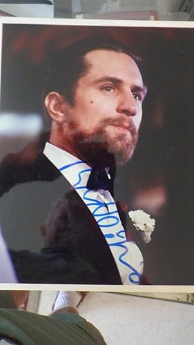 Seller image for SIGNED Color Photograph Robert DeNiro Hollywood Actor wearing Black tuxedo & Bowtie with Beard & Mustache & White Carnation for sale by Bluff Park Rare Books
