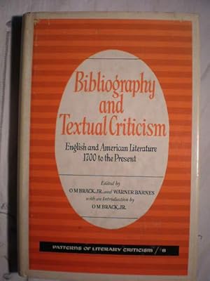 Bibliography and textual Criticism. English and American Literature, 1700 to the Present